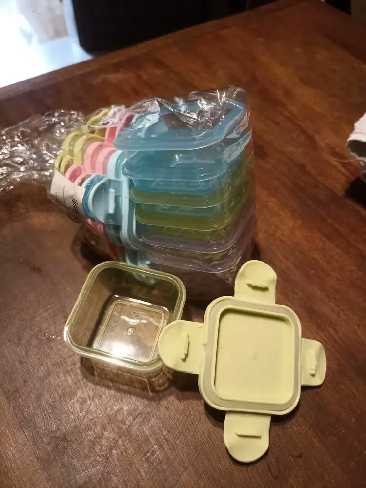 foto de Kit 12 Mini Potes Congelar Papinha Hermético Porta Leite Pó Colorido