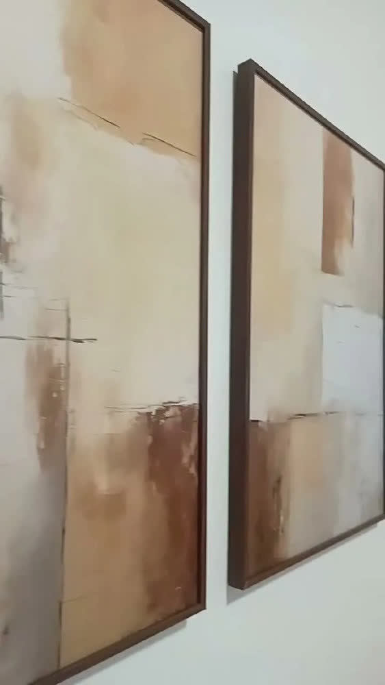 foto de Quadro Decorativo Com Moldura Kit 40x60 Abstrato Bege Filete