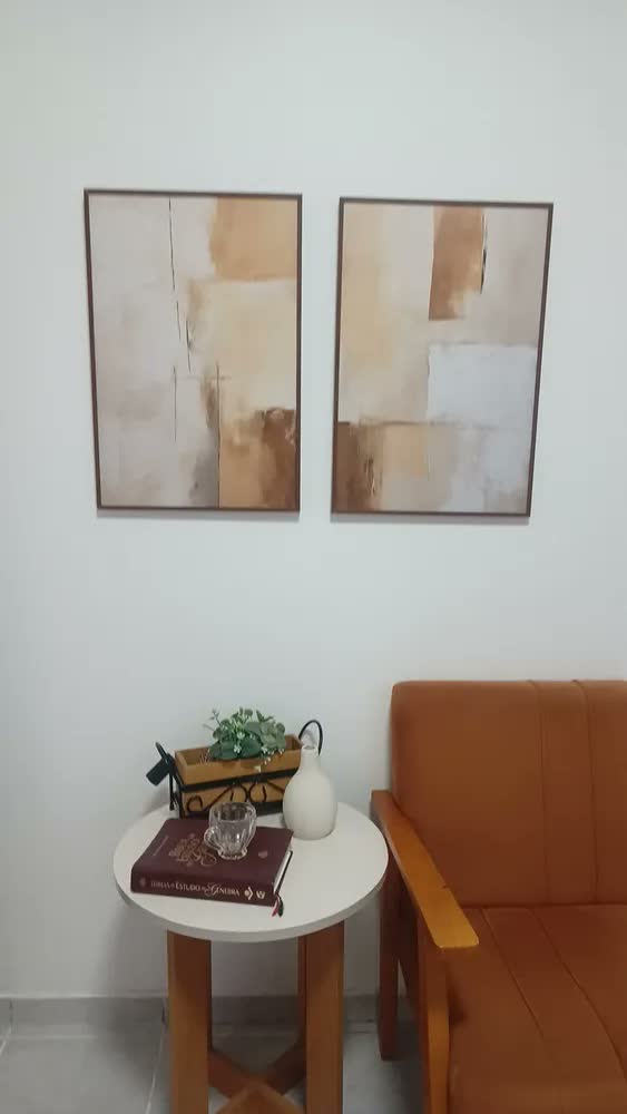 foto de Quadro Decorativo Com Moldura Kit 40x60 Abstrato Bege Filete