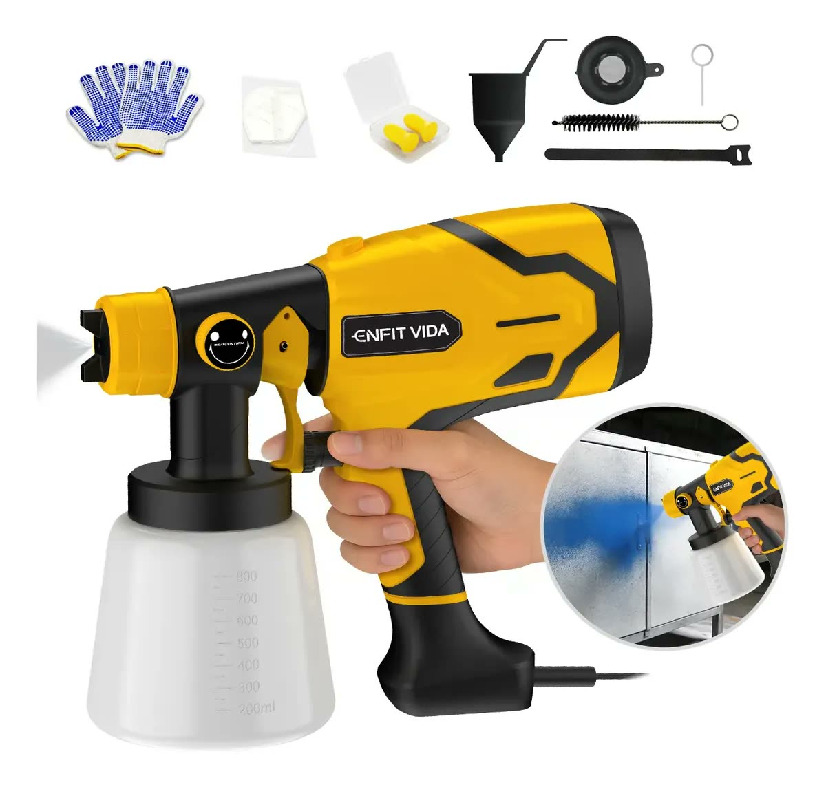 Pistola De Pintura Hvlp Portátil 550w 800ml Pulverizador