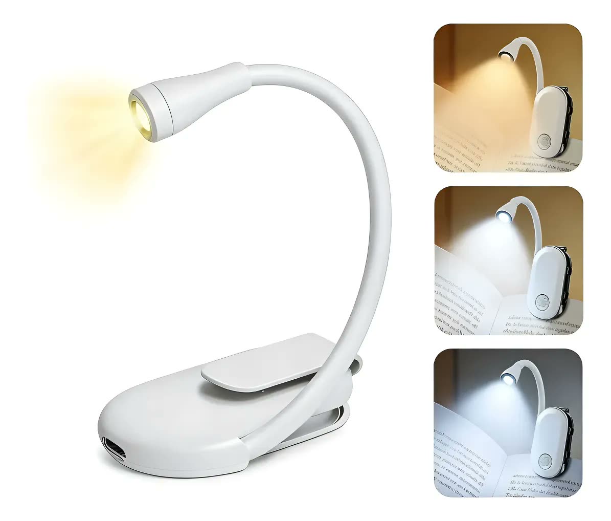 foto de Luz De Led Para Leitura Com Clipe Usb 3 Cores Recarregavel