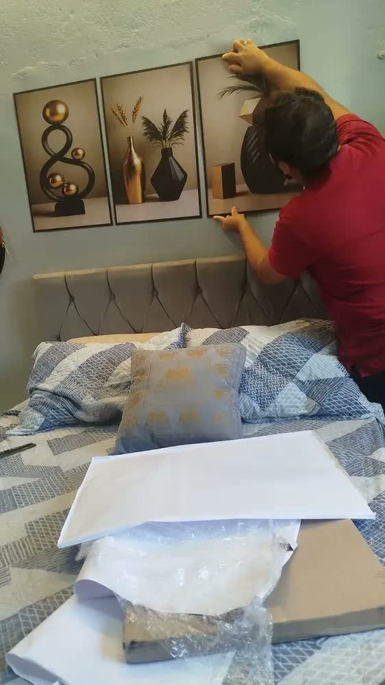 foto de Kit Quadro Decorativo Geométrico Abstrato Vasos De Luxo Sala