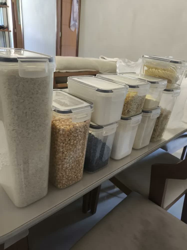foto de Kit 15 Potes Herméticos - Bpa Free Organizador Com Tampa Para Alimentos, Empilhável, Porta Mantimentos