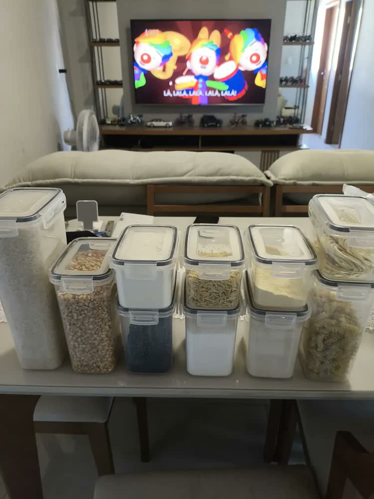 foto de Kit 15 Potes Herméticos - Bpa Free Organizador Com Tampa Para Alimentos, Empilhável, Porta Mantimentos