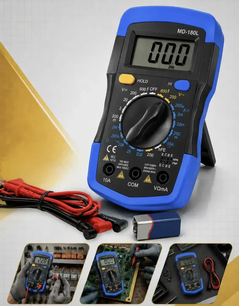 Multímetro Digital Profissional Lcd Iluminado Portátil Multifunções Ac Dc Bip Com Bateria