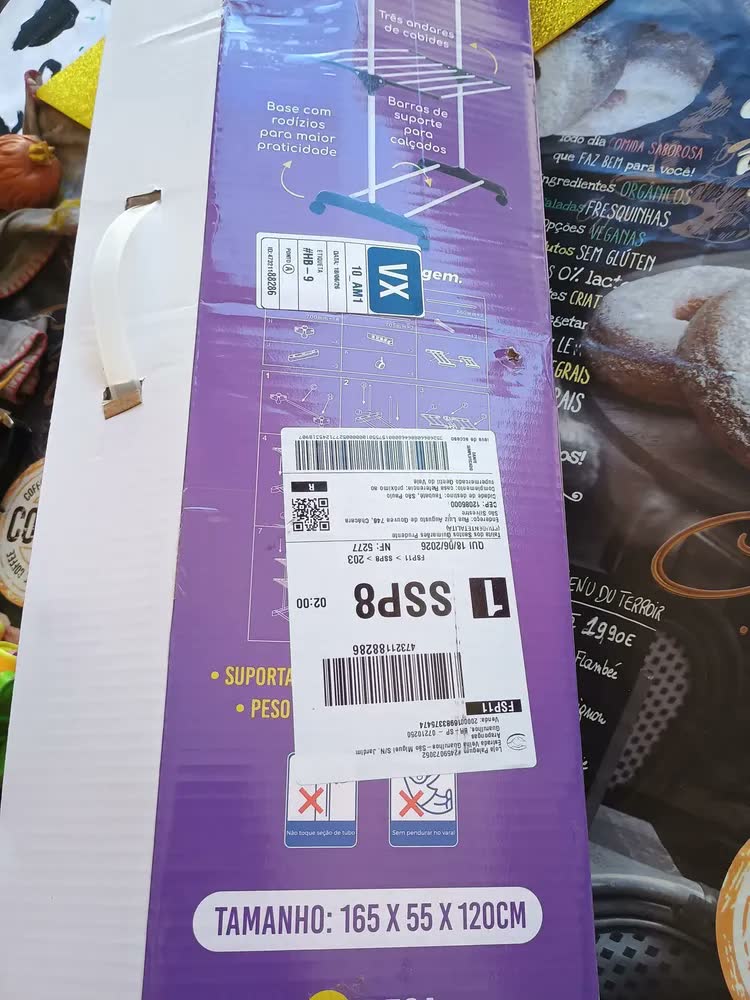 foto de Varal De Chão Roupa 3 Andares Retrátil Dobrável Resistente