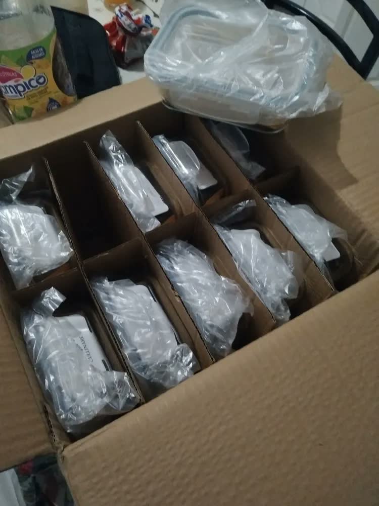 foto de Kit C/10 Pote Hermético Vidro 640ml Kit Marmita Fitness Vidr Transparente