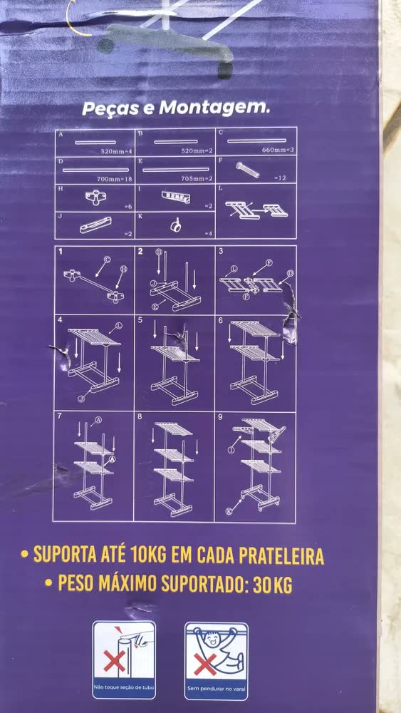foto de Varal De Chão Cinza Roupa 3 Andares Retrátil Dobrável Liga Metálica Resistente Ideal Para Apartamento