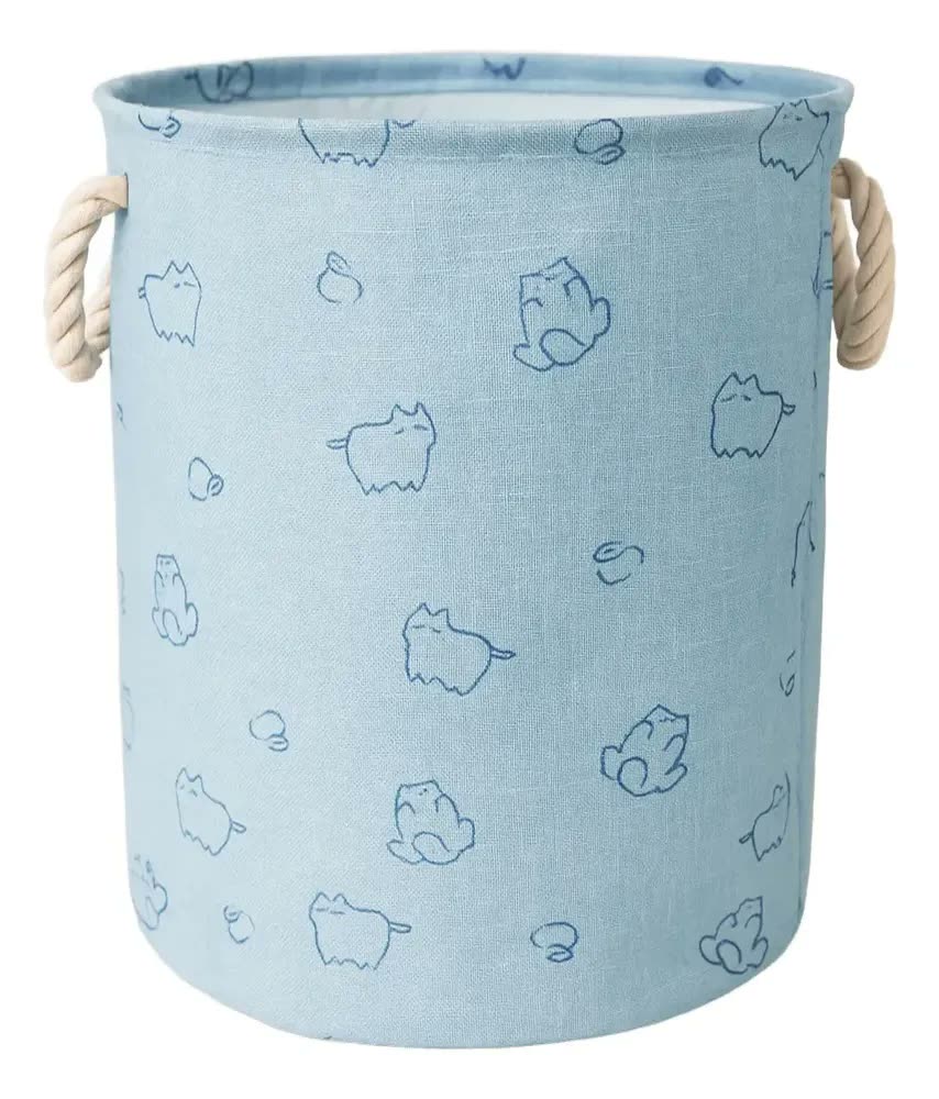 foto de Cesto Organizador Roupa Suja Dobrável Multiuso 25l Gatos Cor Azul