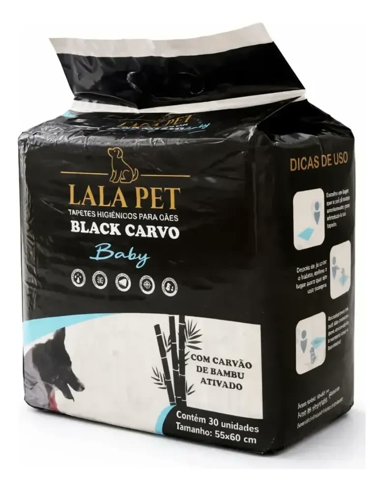 foto de Tapete Higiênico Bambu Ativado Manta Absorvente Pequeno Black