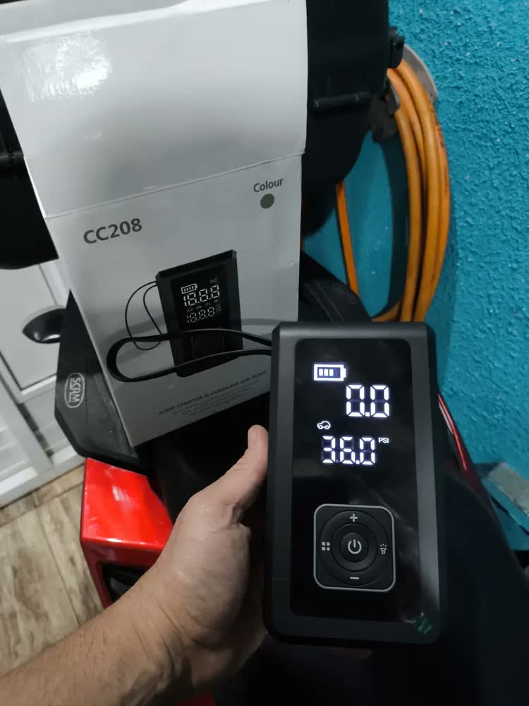 foto de Calibrador Compressor Pneu Bomba De Ar E Auxiliar De Partida Sortido