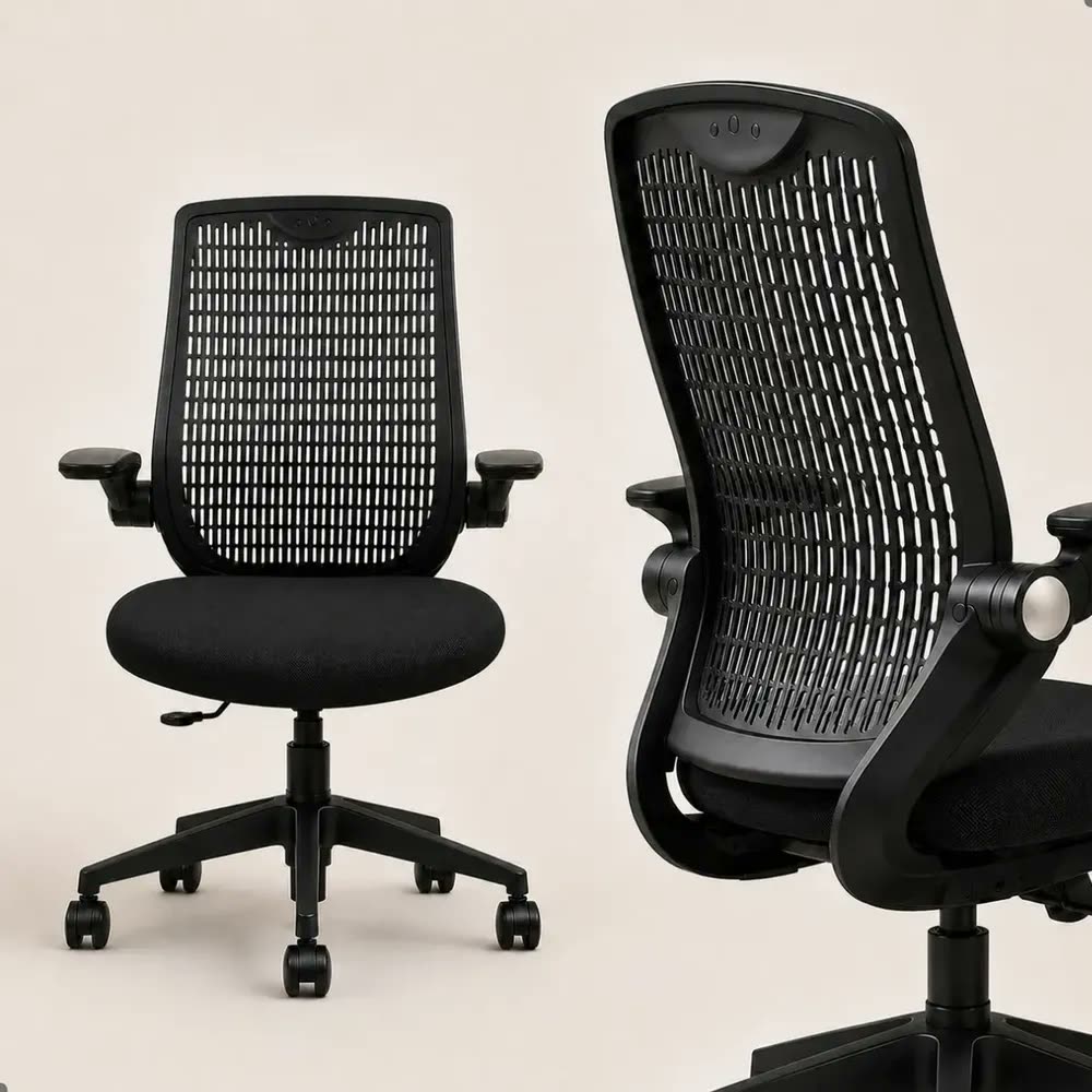 foto de Cadeira De Escritório Ergonômica Axial Pro Confortável 150kg Preto Espuma