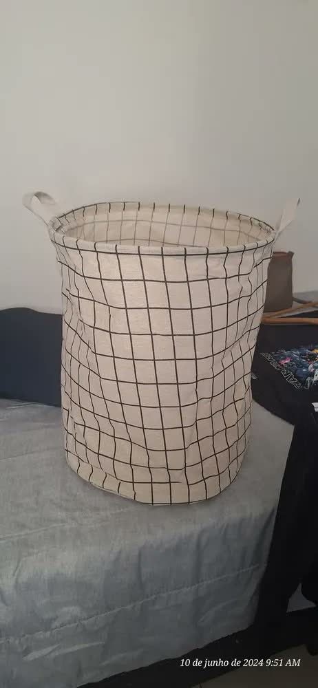 foto de Cesto Organizador Roupa Suja Dobrável Multiuso 40l Cor Cinza