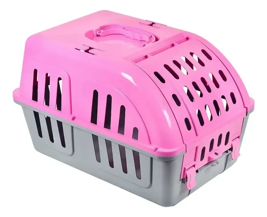 foto de Caixa De Transporte Para Cachorro Gato Four Plastic Cor Rosa2