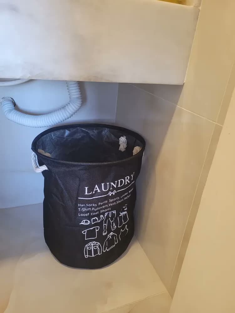 foto de Cesto Organizador Roupa Suja Dobrável Multiuso 55l Estampas Cor Preto