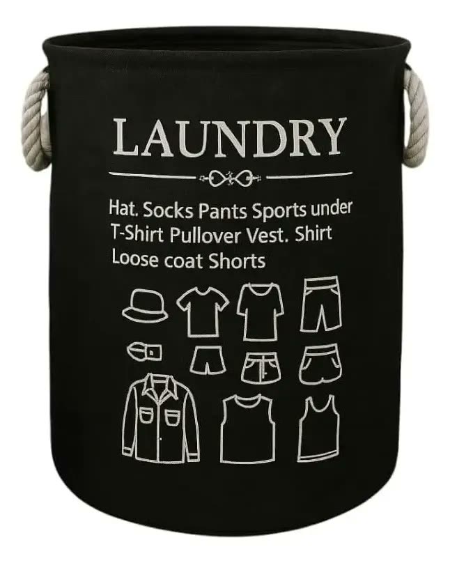 Cesto Organizador Roupa Suja Dobrável Multiuso 55l Estampas Cor Preto