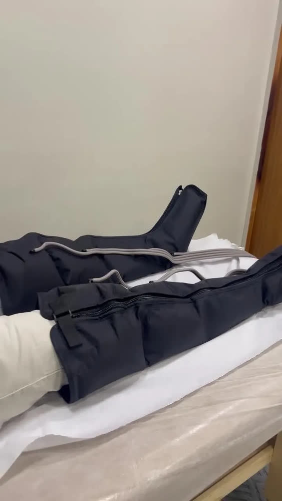 foto de Botas Compressão Pneumática Massageador Elétrico Pes Preto