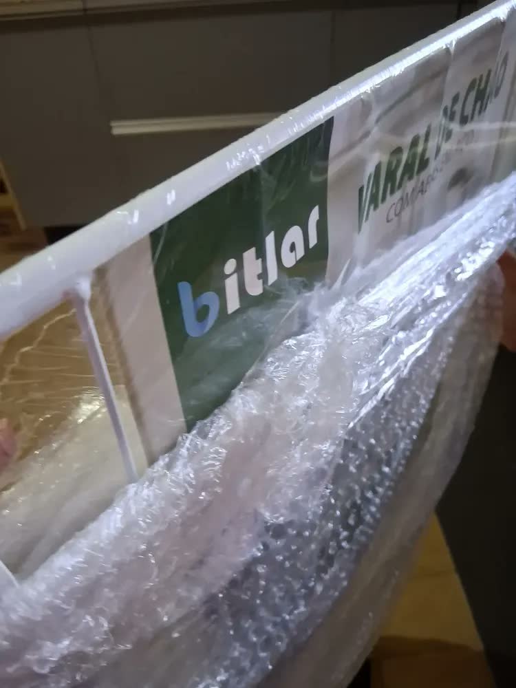foto de Varal Roupa Chão Com Abas Grande 20kg Retrátil Dobrável Cor Branco