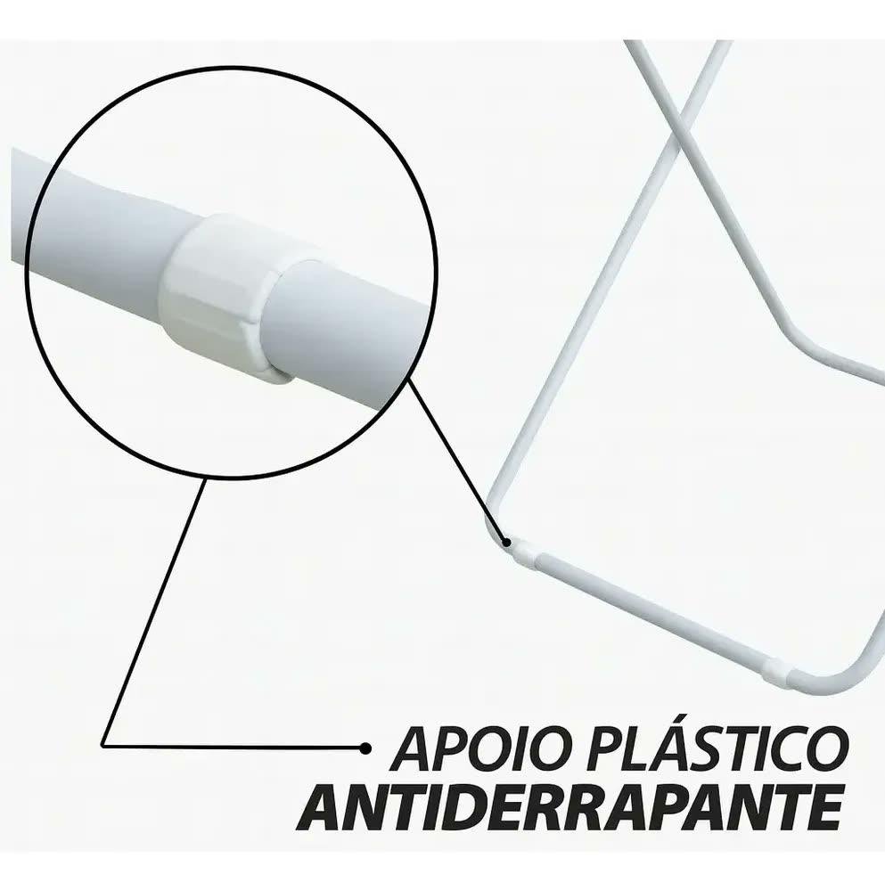 Varal Roupa Chão Com Abas Grande 20kg Retrátil Dobrável Cor Branco