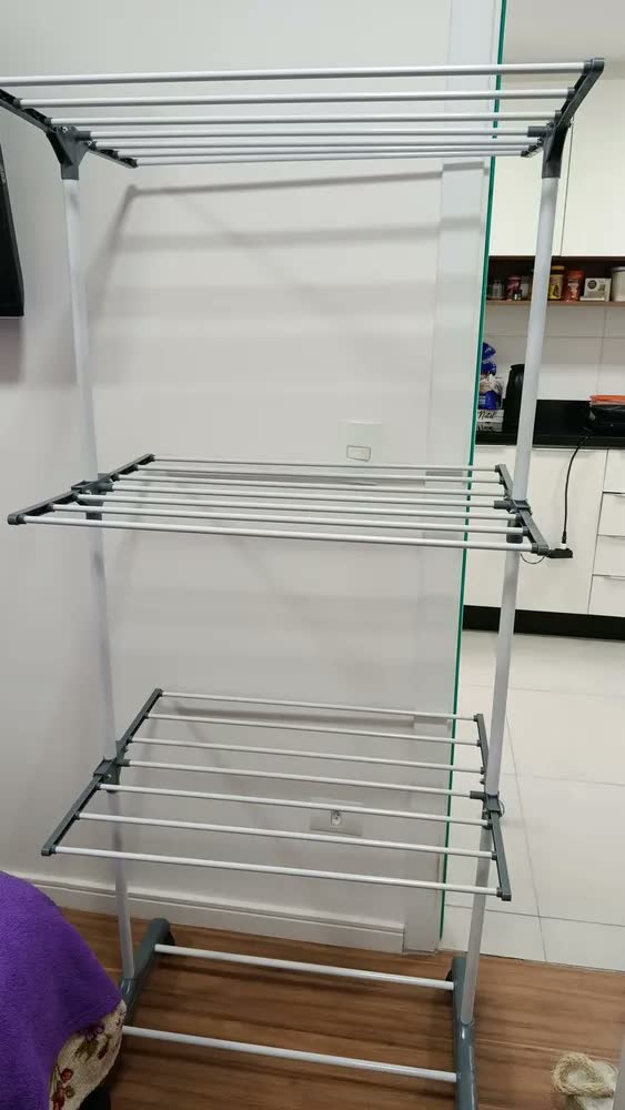 foto de Varal De Chão Grande Roupas 3 Andares Dobrável Vertical Com Rodinhas Para Apartamento Casa Cnc Do Brasil