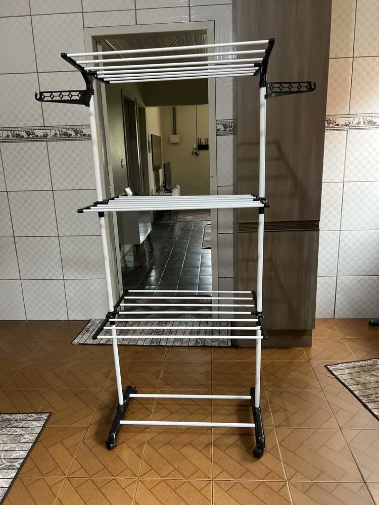 foto de Varal De Chão Grande Roupas 3 Andares Dobrável Vertical Com Rodinhas Para Apartamento Casa Cnc Do Brasil