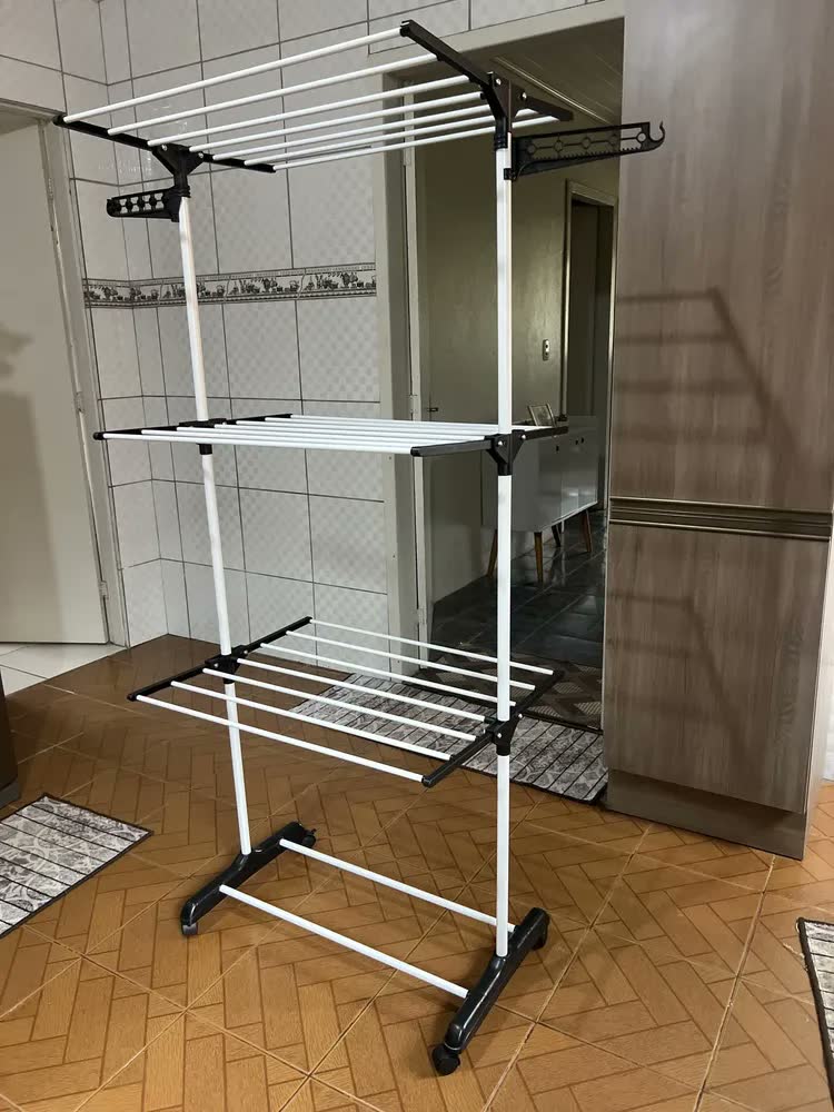 foto de Varal De Chão Grande Roupas 3 Andares Dobrável Vertical Com Rodinhas Para Apartamento Casa Cnc Do Brasil