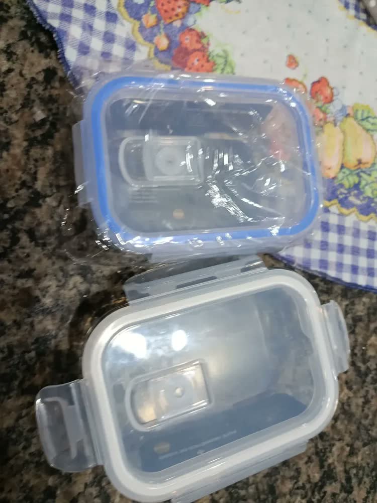 foto de Kit 10 Potes Herméticos De Vidro 400ml 4 Travas Com Válvula De Respiro Marmita Forno Micro-ondas