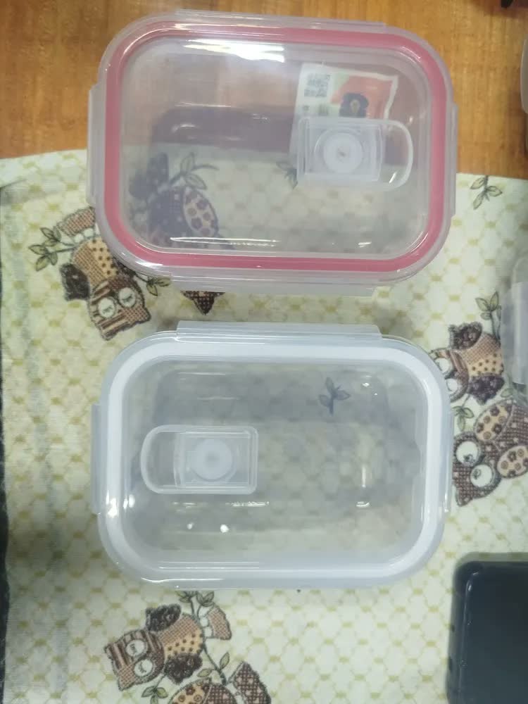 foto de Kit 10 Potes Herméticos De Vidro 400ml 4 Travas Com Válvula De Respiro Marmita Forno Micro-ondas