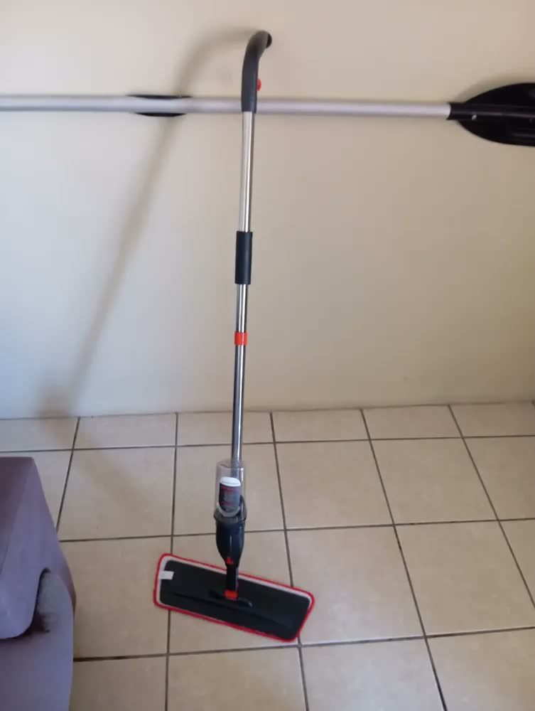 foto de Mop Spray Powermaid Com recipiente spray Pano Microfibra Preto