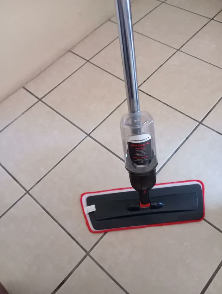 foto de Mop Spray Powermaid Com recipiente spray Pano Microfibra Preto