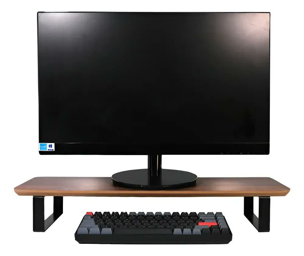 Suporte Monitor Mesa Setup Gamer 60x20x9,5 Pé Aço - Moduo Marrom-escuro