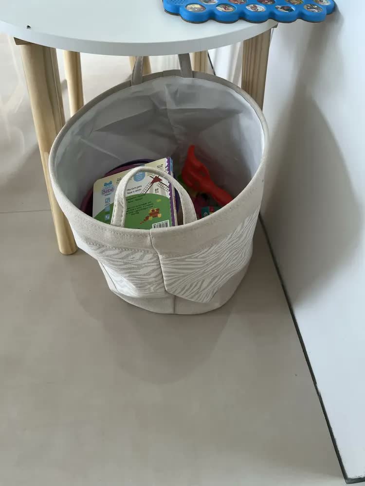 foto de Cesto Organizador Roupa Suja Dobrável Multiuso 50l - Zebra Bege Zebra