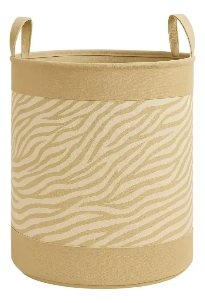 Cesto Organizador Roupa Suja Dobrável Multiuso 50l - Zebra Bege Zebra