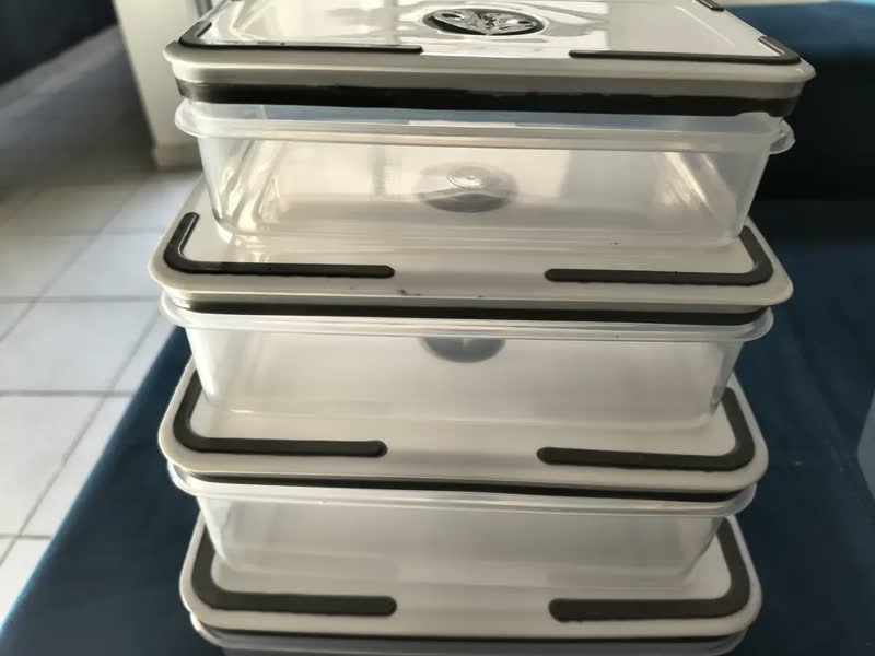 foto de Kit 4 Potes Herméticos Retangular Marmita Total 4630ml Organizador De Geladeira Plástico Fitness Microondas Freezer M&k Home Store