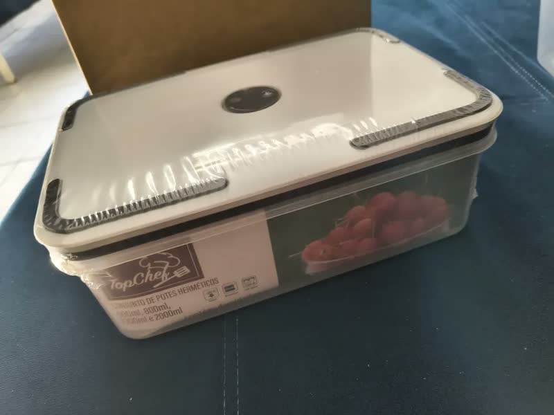 foto de Kit 4 Potes Herméticos Retangular Marmita Total 4630ml Organizador De Geladeira Plástico Fitness Microondas Freezer M&k Home Store