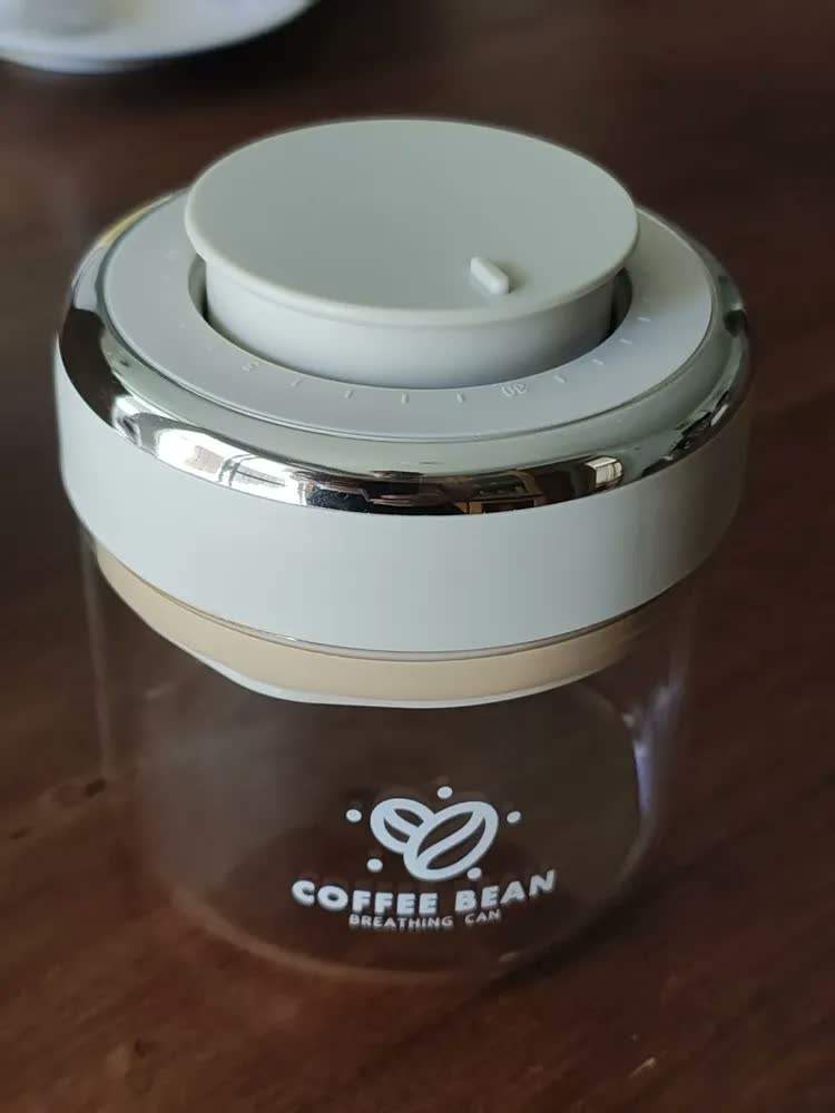foto de Pote Hermético Com Tampa E Data Vácuo Café Condimentos 500ml Oenon Bege