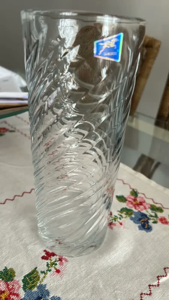 foto de Vaso Vidro Flores Plantas Arranjos Grande Decoração 24.5cm Espiral