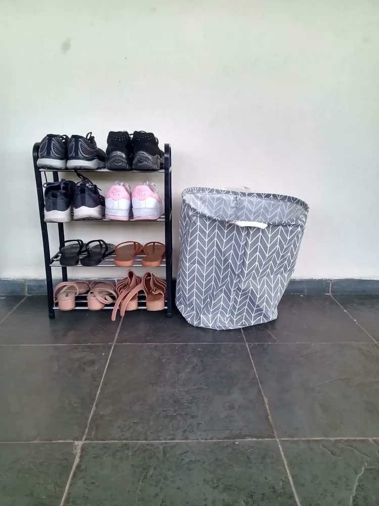 foto de Cesto Roupa Suja Saco Organizador Treco Banheiro Impermeável Cor Cinza