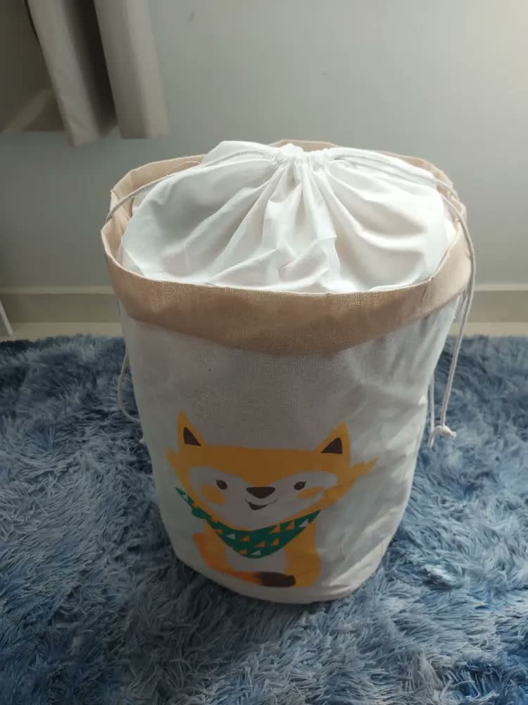foto de Cesto Roupa Suja Saco Organizador Treco Banheiro Impermeável Cor Cinza