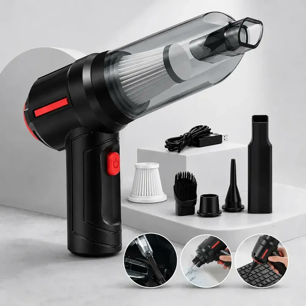 Mini Aspirador De Pó Portátil Recarregável Soprador Usb Automotivo 3em1 Sem Fio Premium Vácuo Limpeza Carro Multifuncional Casa Dr Hank