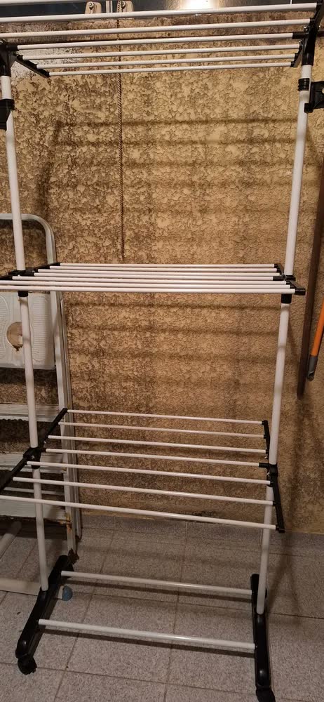 foto de Varal De Chão 3 Andares Dobrável Retrátil Aço Com 4 Rodas Azul Resistente Multiuso Grande Para Roupas Vertical Compacto Fácil Montagem Alta Capacidade Secagem Prático Astronova Preto