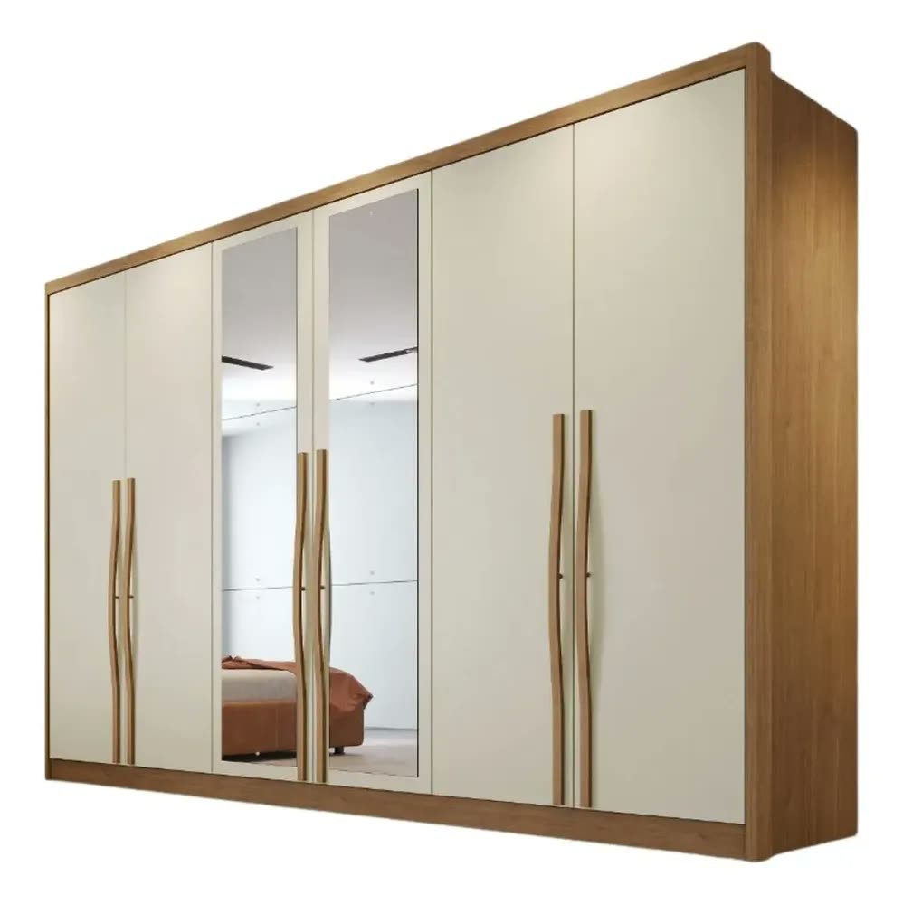 Guarda-Roupa Casal Reno de MDF com 6 Portas, 6 Gavetas e Espelho