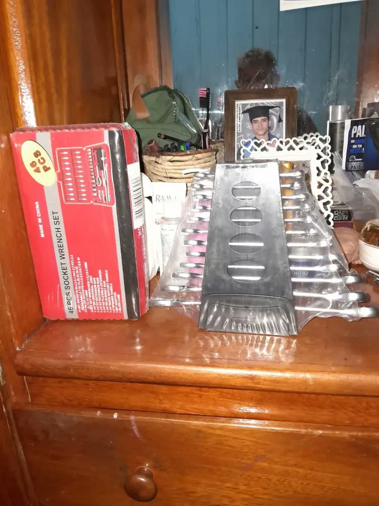 foto de Kit 58 Ferramentas Aço Cr-v Jogo Catraca Reversível Soquete 46pcs + 12 Chaves Combinadas Boca Estrela Cromo Vanádio Xcolds