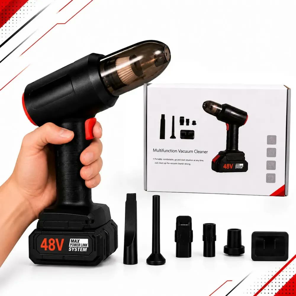 foto de Aspirador De Pó Portátil Com Bateria 48v Recarregável Preto