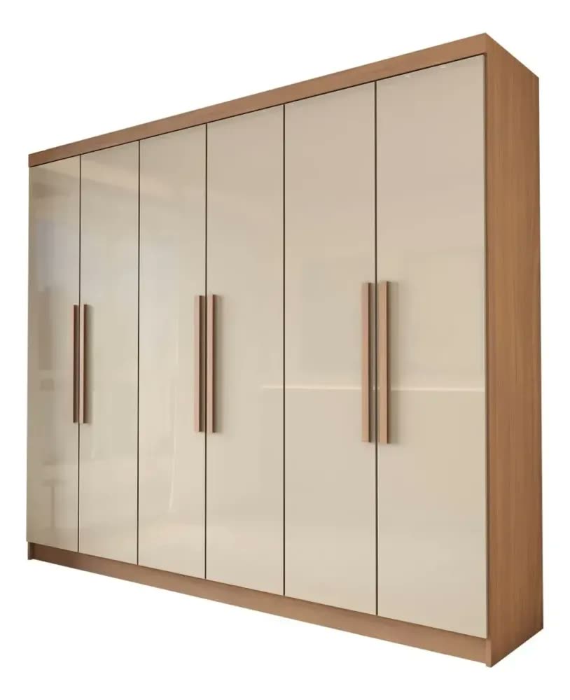 Guarda-roupa Casal Odisseia 6 Portas Cinamomo/off White - 58 Bege Claro