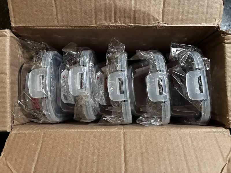 foto de Pote Vidro Hermético Retangular Tampa 450ml Kit 5