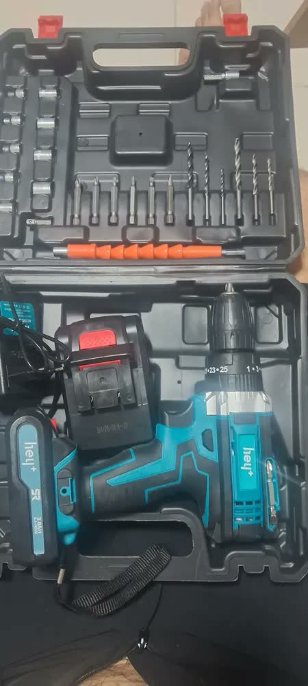 foto de Parafusadeira Furadeira Martelete Heyplus 21v Bateria 3000ma Cor Azul-marinho