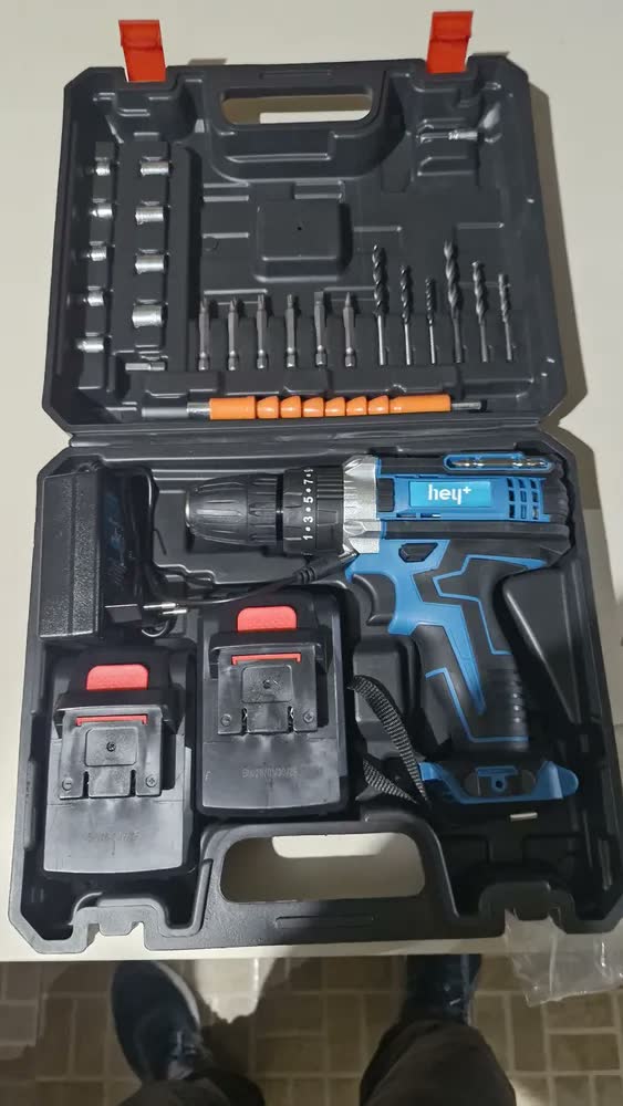 foto de Parafusadeira Furadeira Martelete Heyplus 21v Bateria 3000ma Cor Azul-marinho