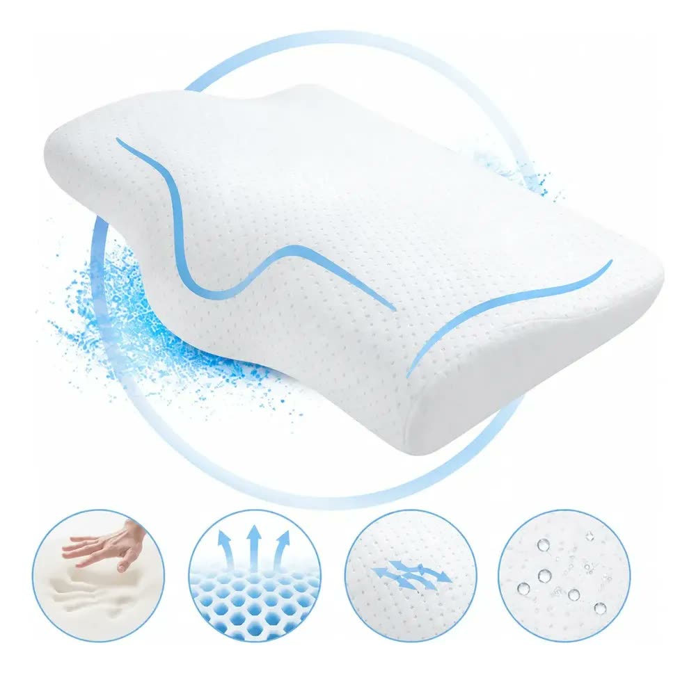Travesseiro Cervical Alivio Dores No Pescoço Ombros E Coluna Travesseiro Viscoelástico Branco