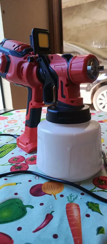 foto de Victool Pistola De Pintura Pulverizadora Elétrica 1kw 1400ml 3 Bicos Com Vermelho 127v 1000w